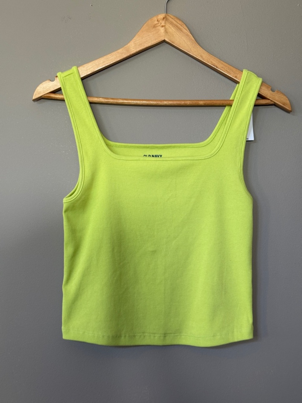 Old Navy Lime Green Square Neck Cropped Tank Top